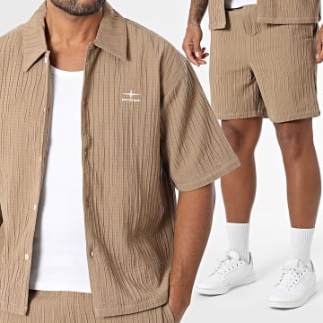 Project X Paris - Set aus Kurzarmhemd und Jogginghose 2510161 2540161 Beige